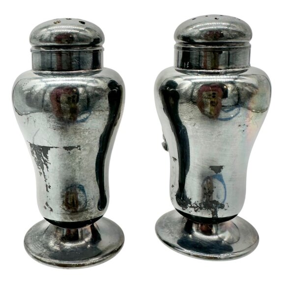 Vtg Forbes Silver Co Druple Salt and Pepper Shakers Tulip Motif Collectible 3 in - Picture 8 of 9
